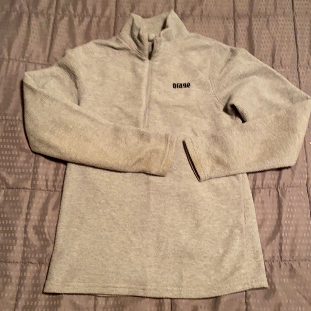 Orange size large kids gray 1/4 zip sweat set